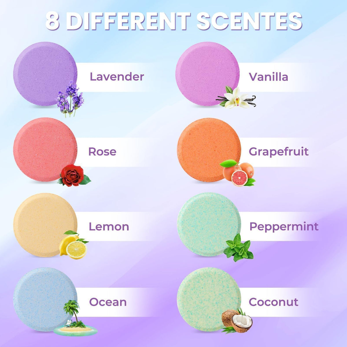 CalmNFiz Shower Steamers Coconut scent tablet close-up