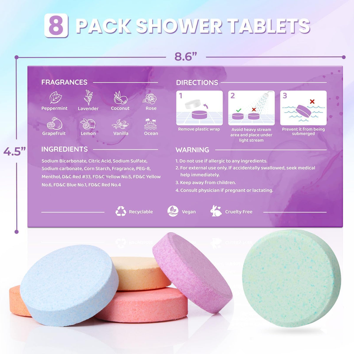 CalmNFiz Shower Steamers Lemon scent tablet close-up