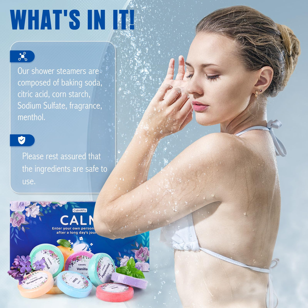 CalmNFiz Shower Steamers peppermint scent tablet