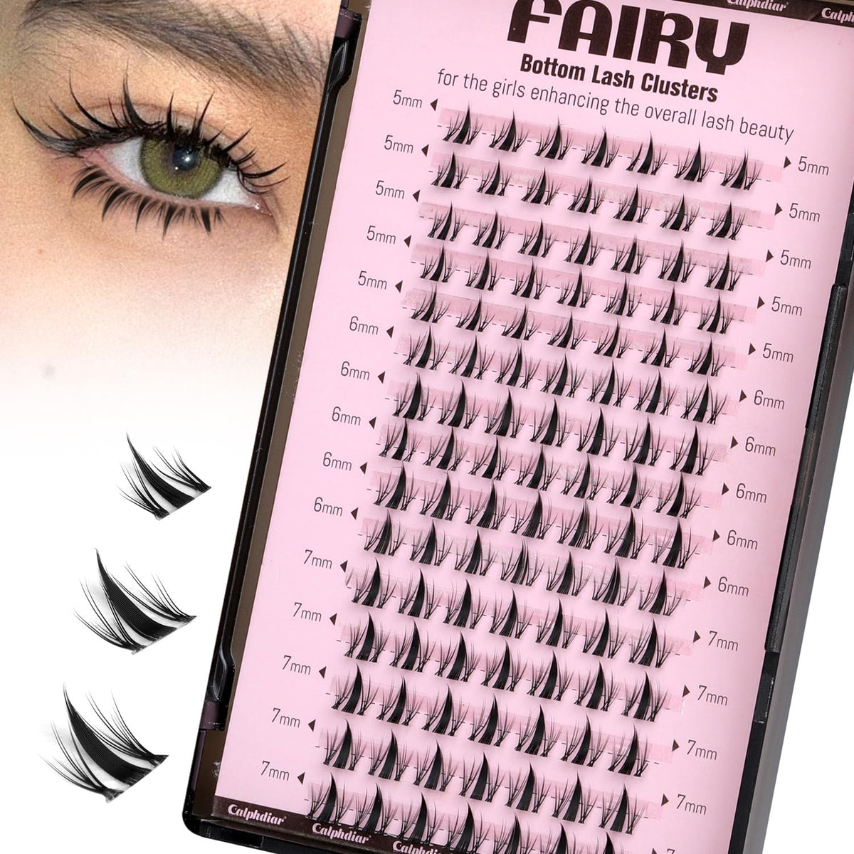 calphdiar Bottom Lash Clusters 5-7mm front view