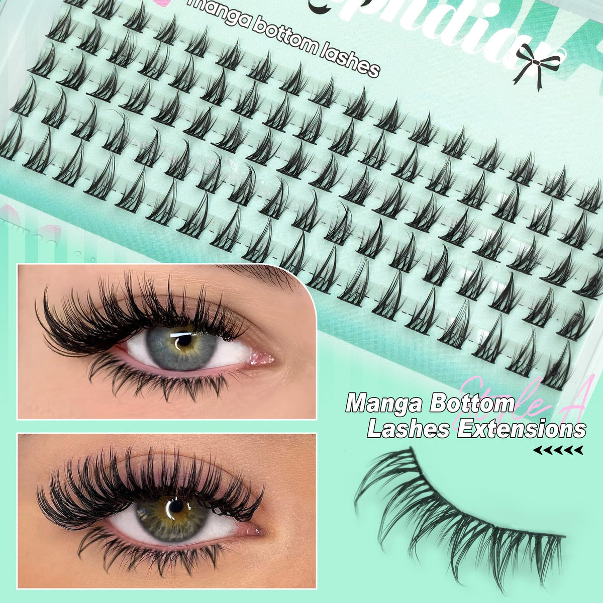 calphdiar Bottom Lash Clusters manga style close-up