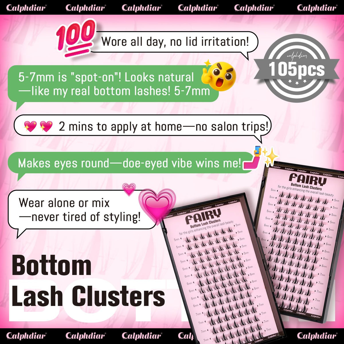 calphdiar Bottom Lash Clusters side view