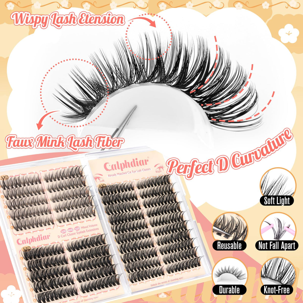 calphdiar Cat Eye Lash Clusters on model's eyes