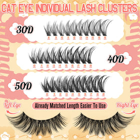 calphdiar Cat Eye Lash Clusters showing different lengths