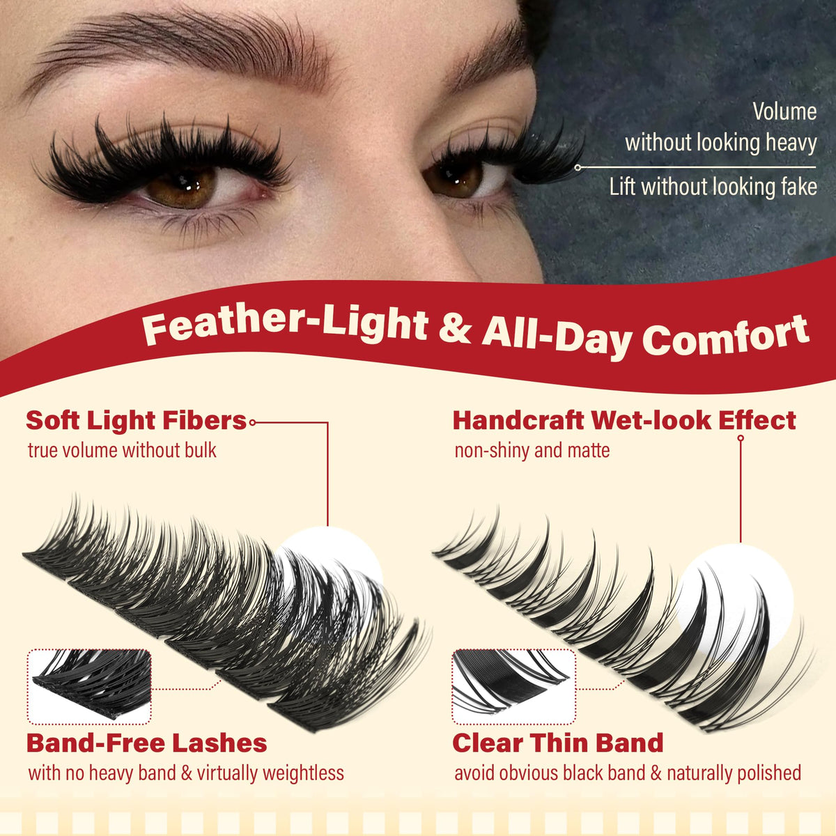 calphdiar Lash Clusters displayed with beauty tools