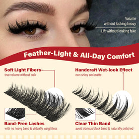 calphdiar Lash Clusters displayed with beauty tools