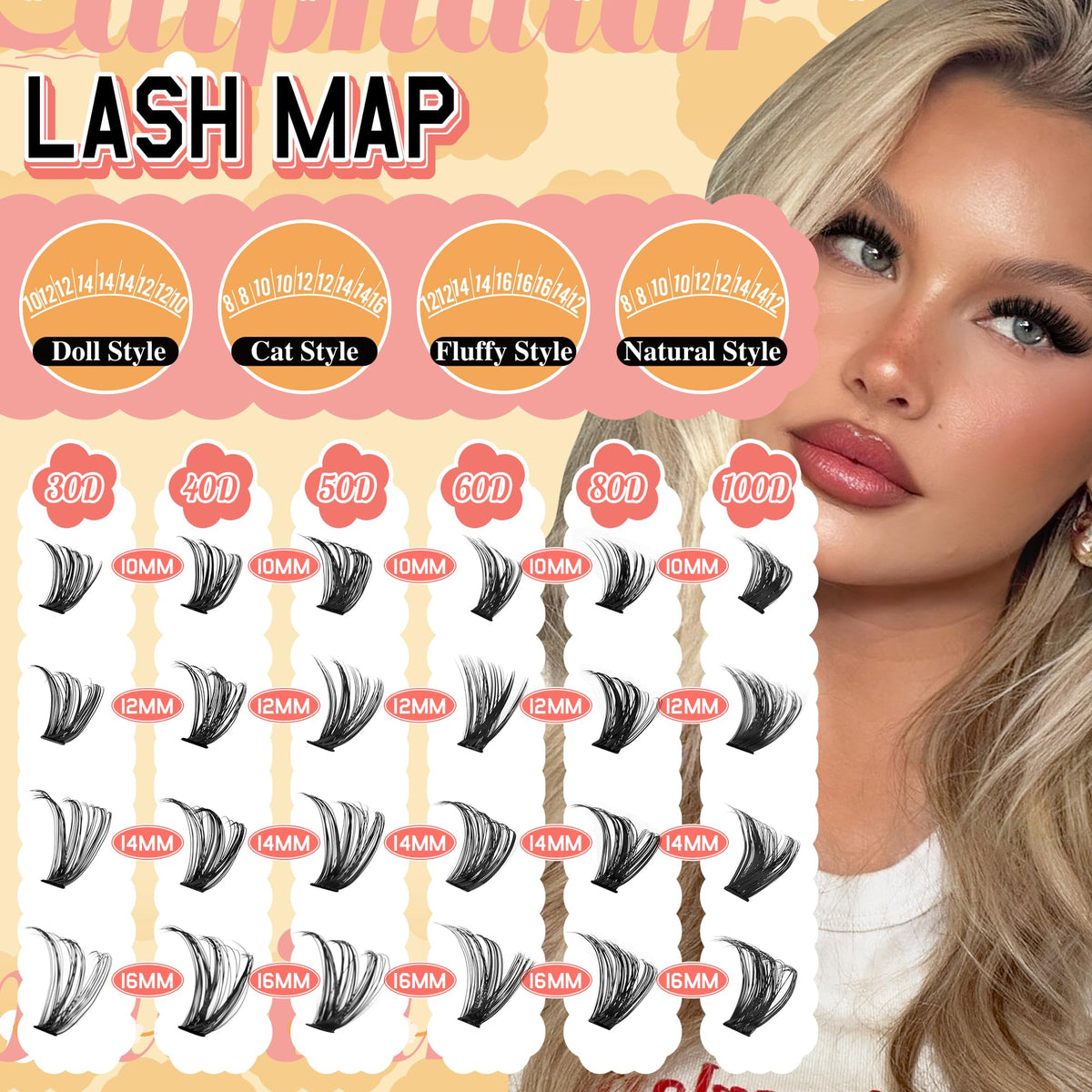 calphdiar Lash Clusters Kit showing the lightweight lashes