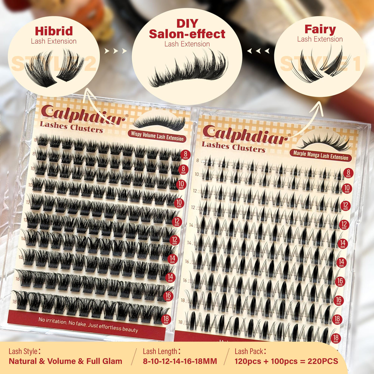 calphdiar marple manga lash clusters in various lengths