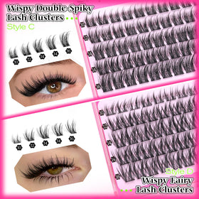calphdiar wispy lash clusters on model's eyes