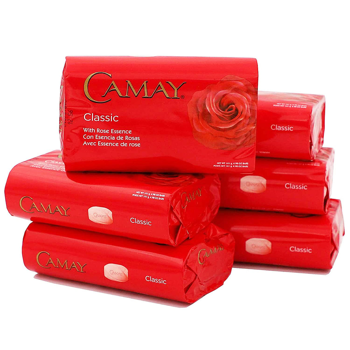 Camay Classic Bar Soap Rose Essence 4.98 Oz front view