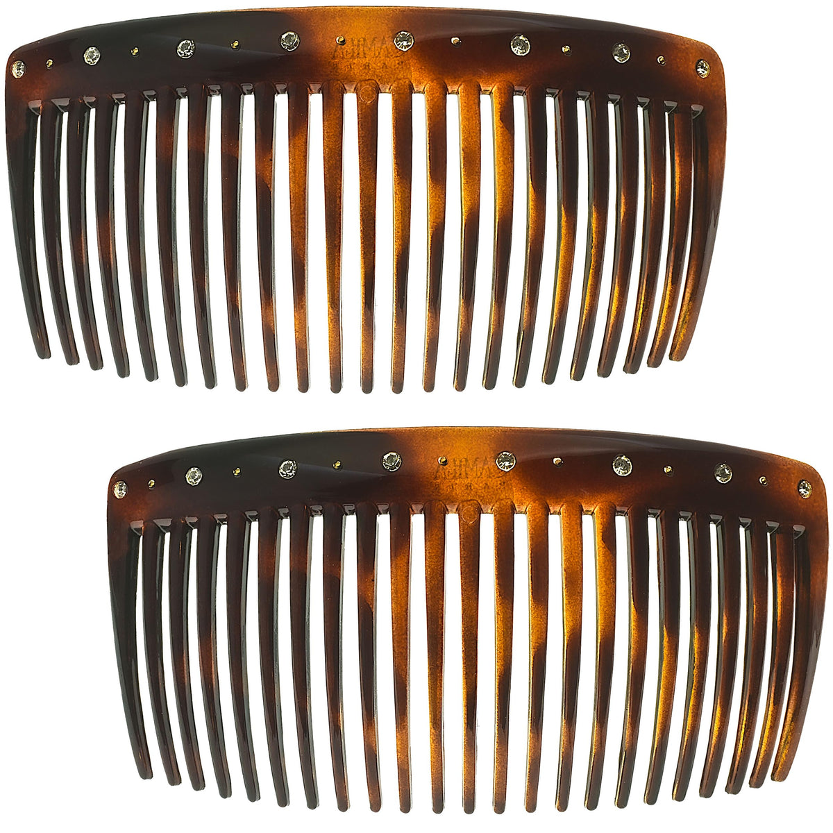 Camila Hair Side Comb 4-inch large tortoise shell design with crystals