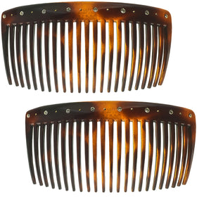 Camila Hair Side Comb 4-inch large tortoise shell design with crystals