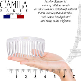 Camila hair side comb in a stylish drawstring storage bag