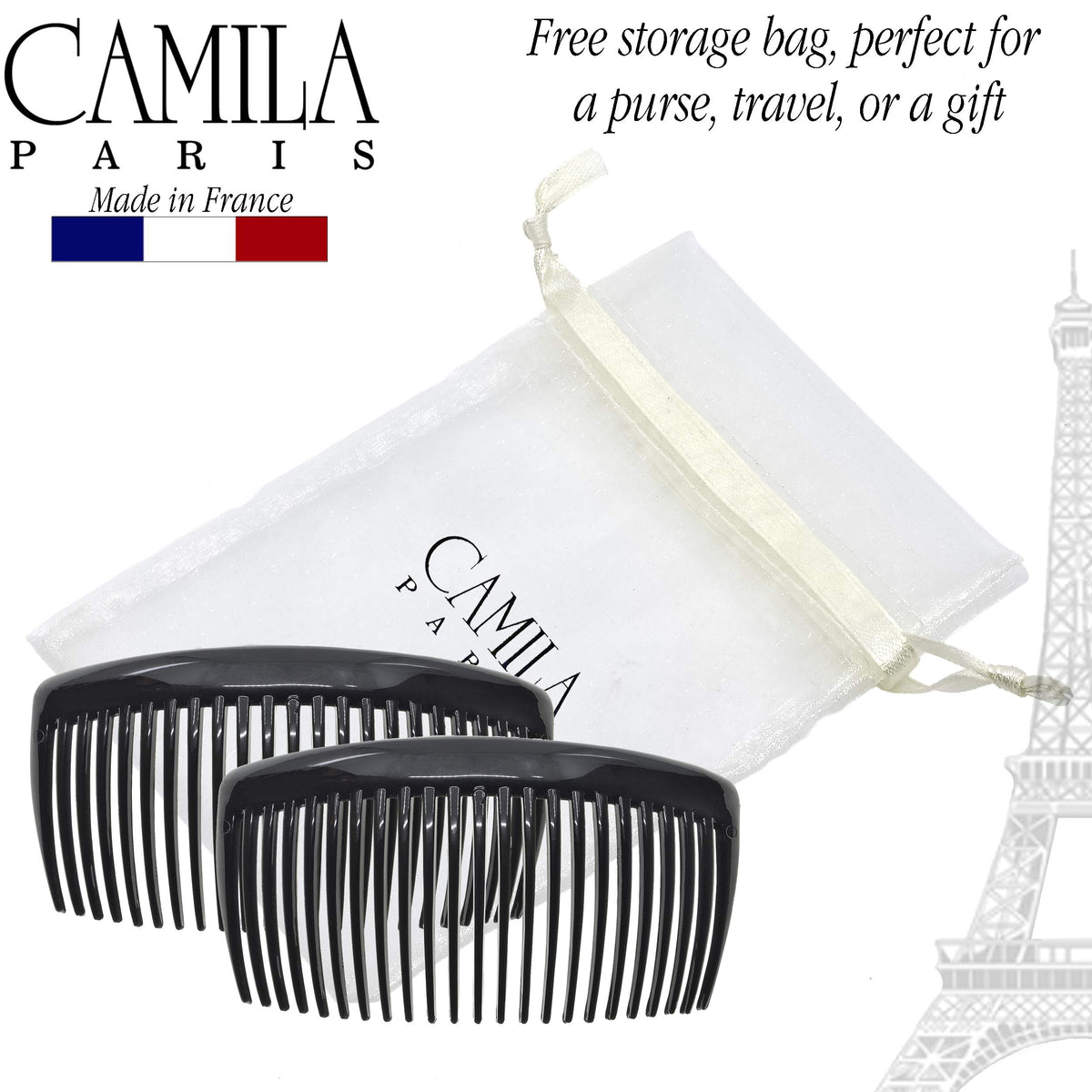 Camila Hair Side Comb set arranged on a stylish background