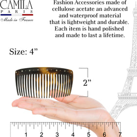 Camila Hair Side Comb used in a polished bun hairstyle