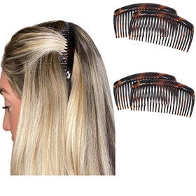 Camila Hair Side Combs 4PK large French twist clips in brown and black