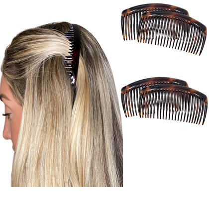 Camila Hair Side Combs 4PK large French twist clips in brown and black