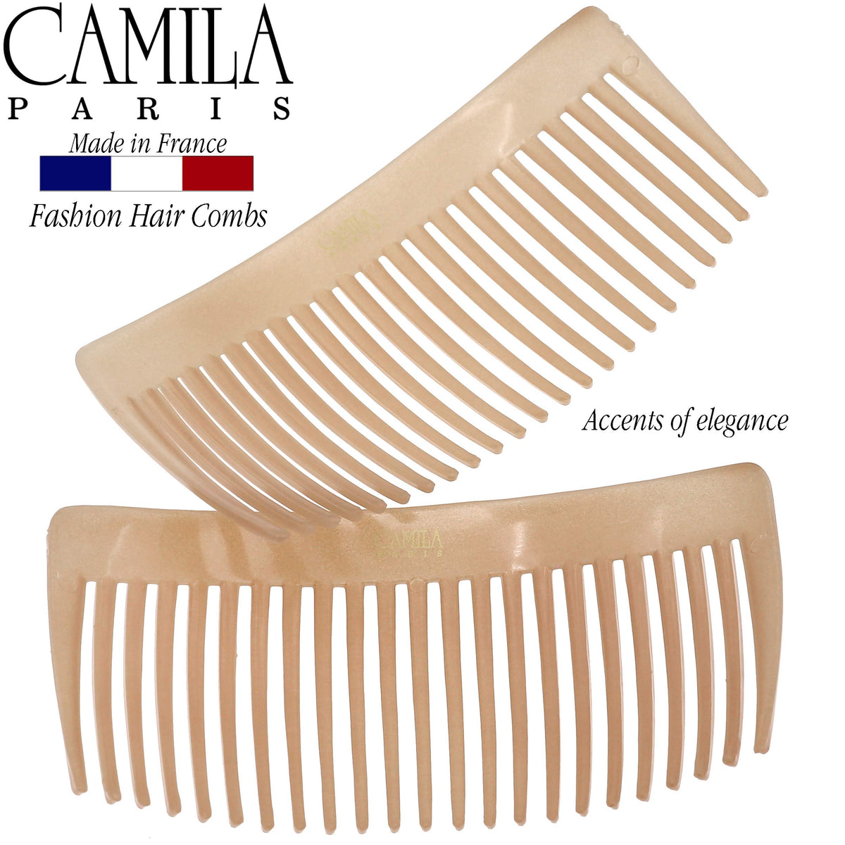 Camila Large French Twist Hair Side Comb beige close-up
