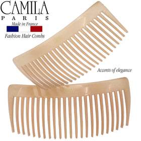 Camila Large French Twist Hair Side Comb beige close-up