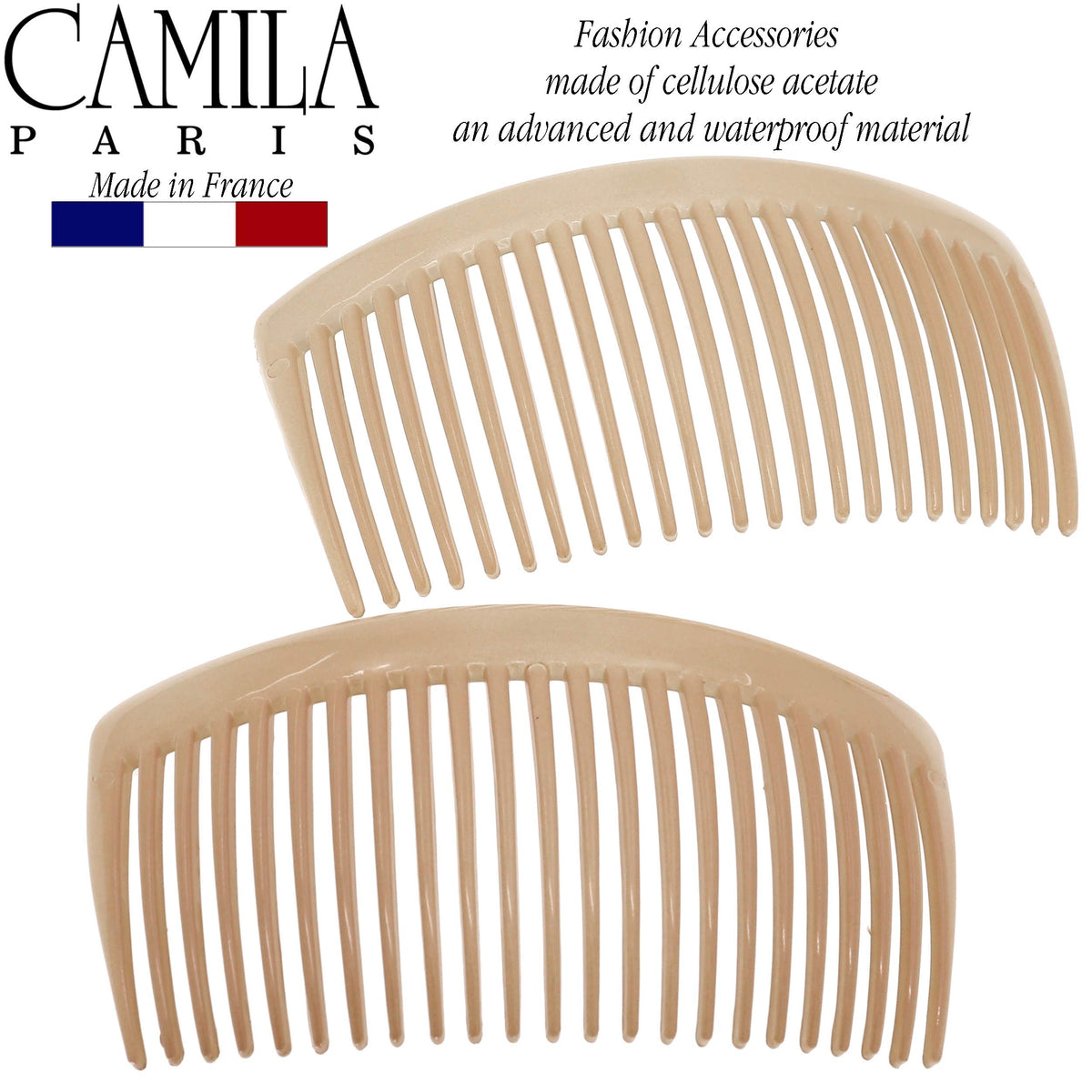 Camila Large French Twist Hair Side Comb beige side view
