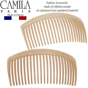 Camila Large French Twist Hair Side Comb beige side view