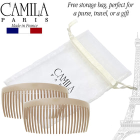 Camila Large French Twist Hair Side Comb in use with a bun