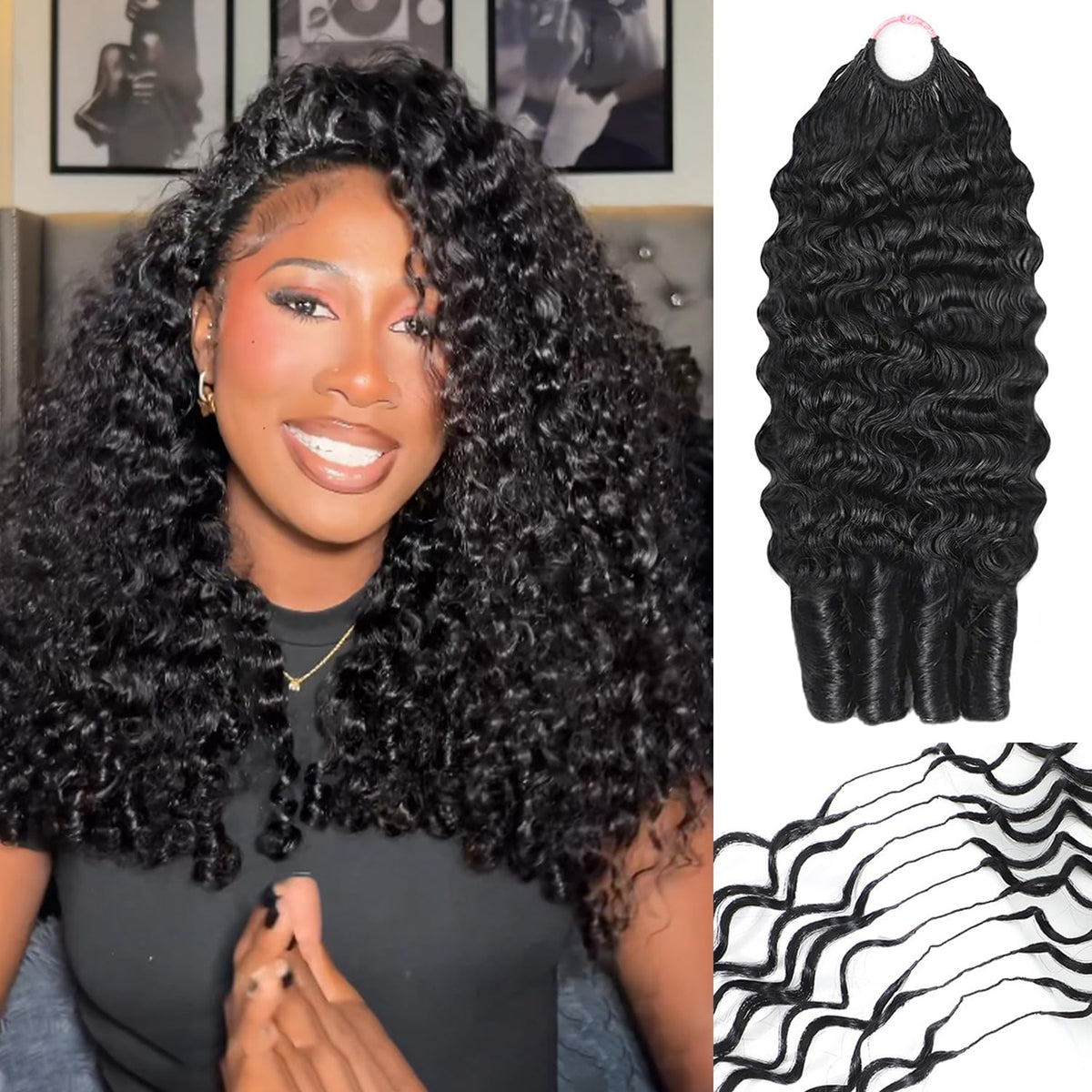 CanaryFly 240g Full Head Burmese Curly Crochet Hair Extensions front view