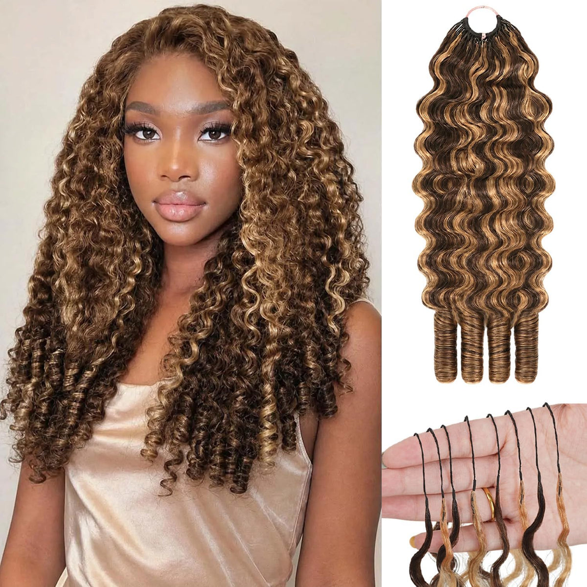 CanaryFly Burmese Curly Crochet Hair 16 Inch P4/27# front view
