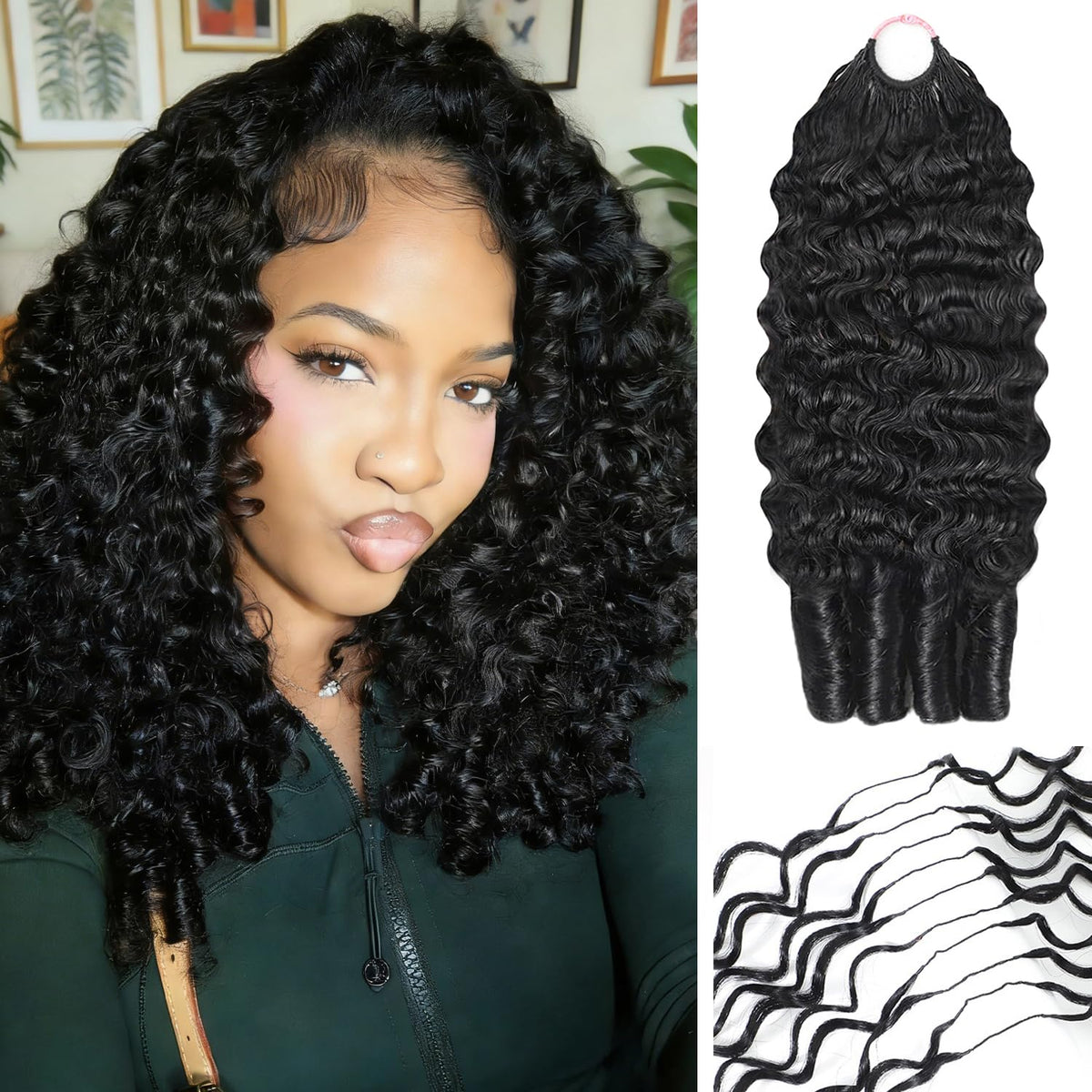 CanaryFly Burmese Curly Crochet Hair 18 inch natural black front view