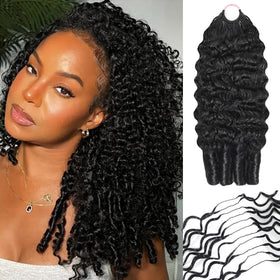 CanaryFly Burmese Curly Crochet Hair 26 Inch Natural Black front view