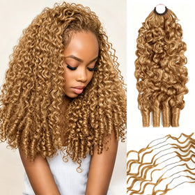 CanaryFly Burmese Curly Crochet Hair 27# Honey Blonde front view