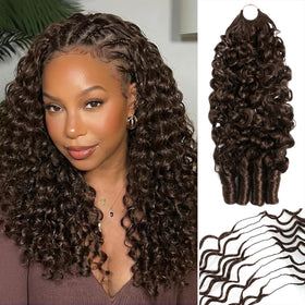 CanaryFly Burmese Curly Crochet Hair Extensions 20 Inch Chocolate Brown front view