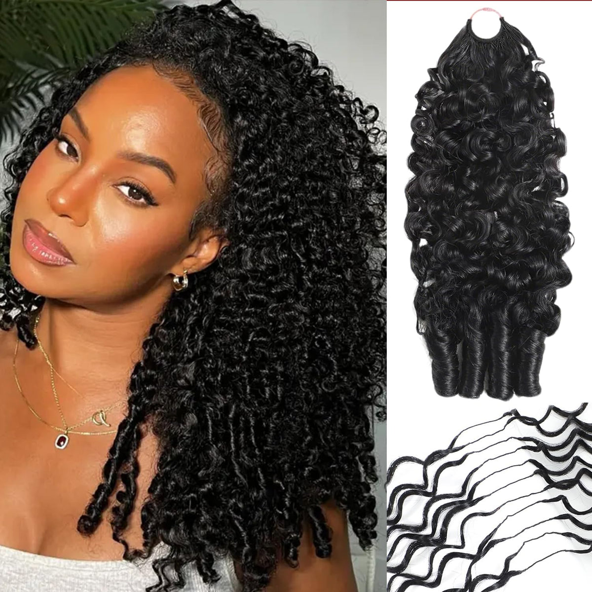 CanaryFly Burmese Curly Crochet Hair Extensions 20 Inch front view