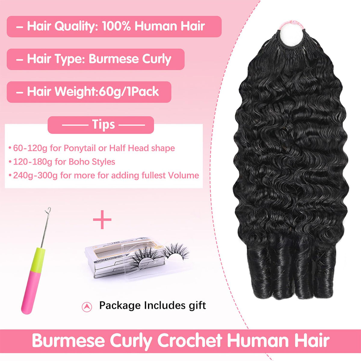 CanaryFly Burmese Curly Crochet Hair packaging