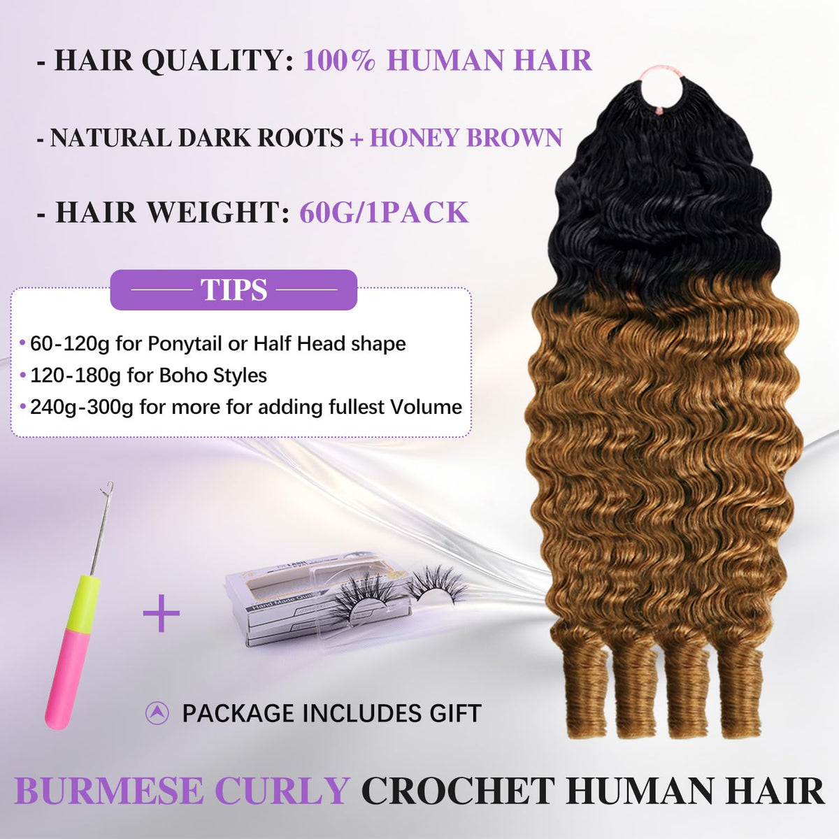 CanaryFly Burmese Curly Crochet Hair side view showing texture