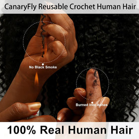 CanaryFly crochet hair displayed with styling tools