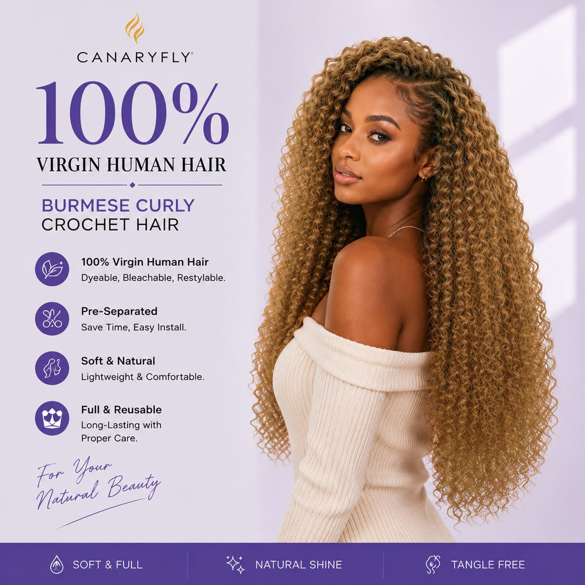 CanaryFly crochet hair strands close-up showing texture