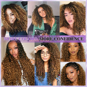 CanaryFly crochet hair styled on model