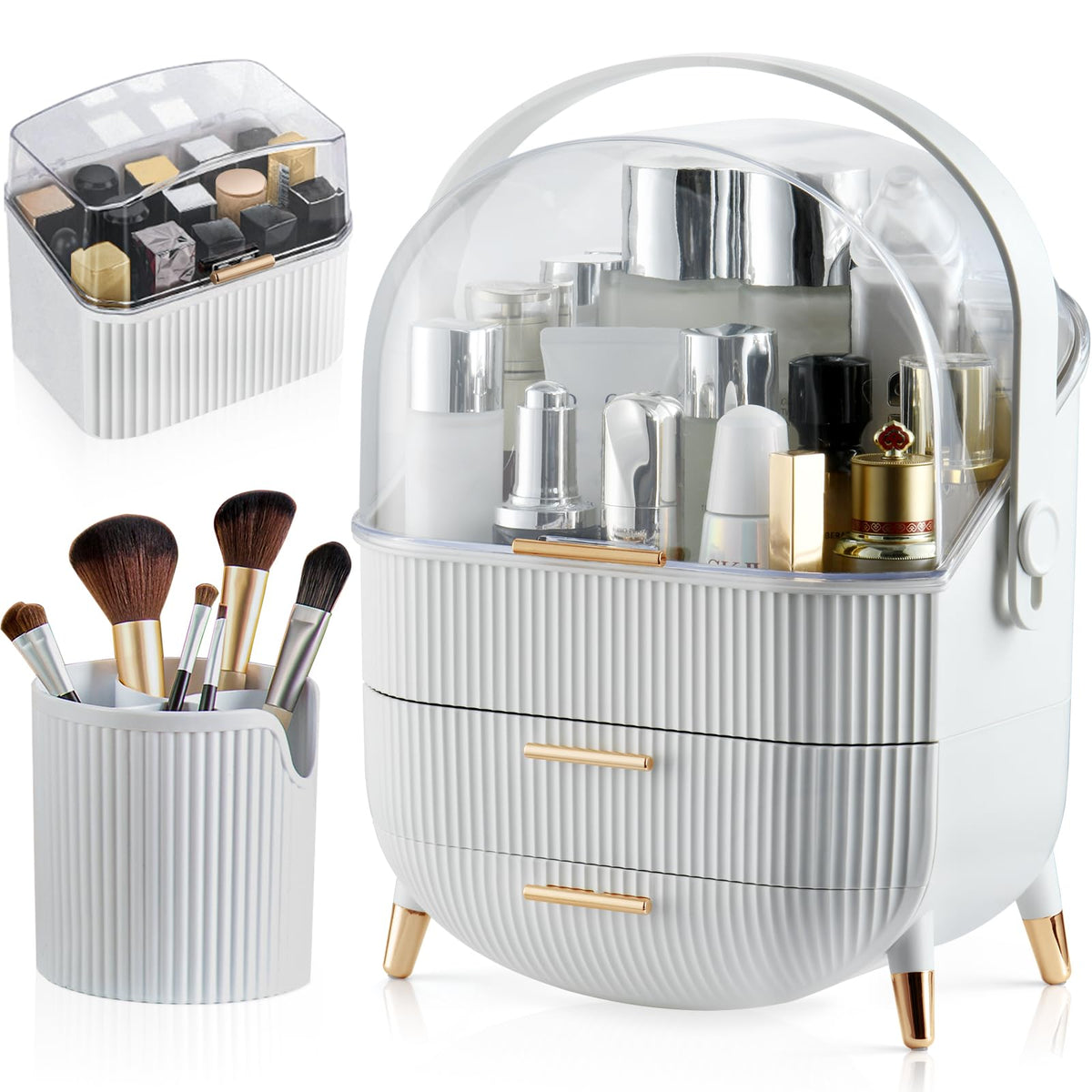 CANITORON Makeup Organizer front view with clear lid