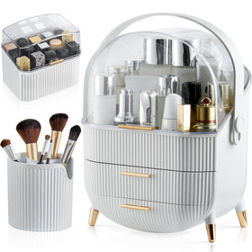 CANITORON Makeup Organizer front view with clear lid