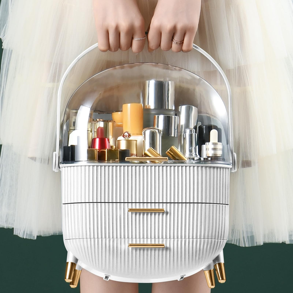 CANITORON Makeup Organizer top view with opened lid