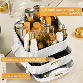 CANITORON Makeup Organizer with skincare bottles and brushes inside