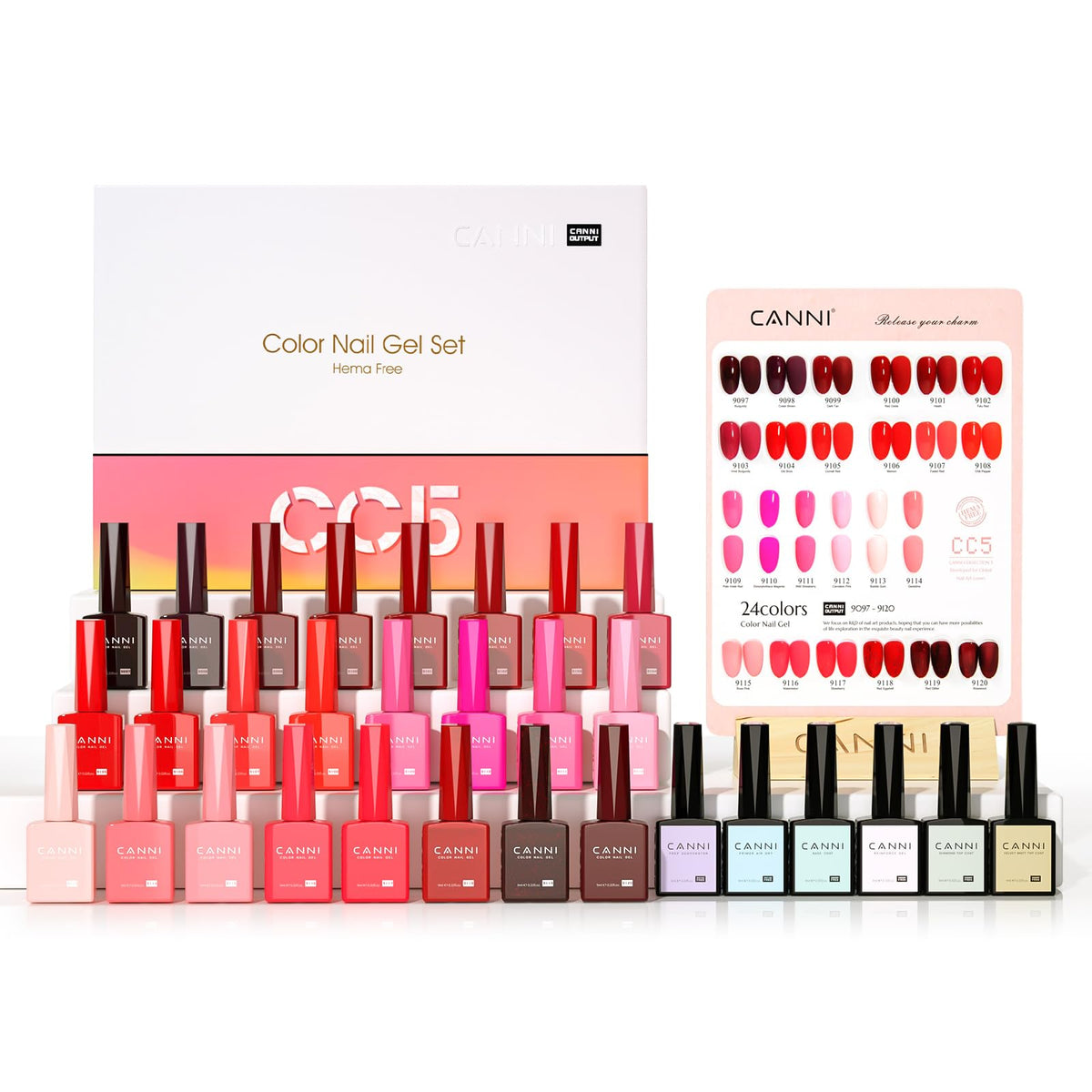 CANNI 30Pcs Hema-free Gel Nail Polish Set with assorted colours