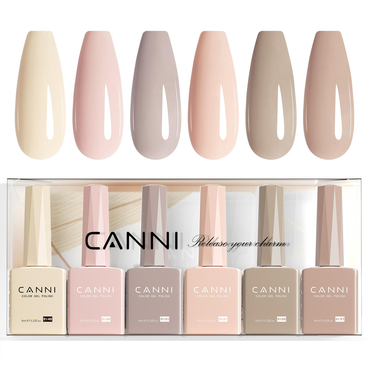 CANNI 6 Colors Hema-Free Nude Gel Nail Polish Set front view