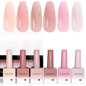 CANNI 6 Colors Sheer Jelly Pink Gel Nail Polish Set front view