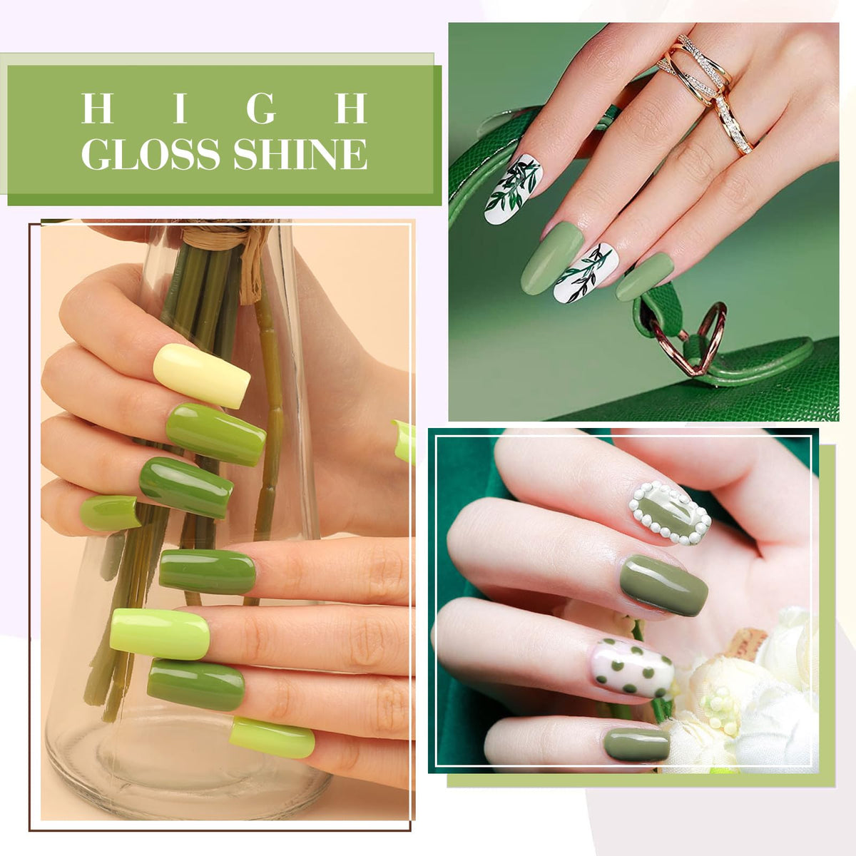 CANNI 6Pcs Emerald Green Gel Nail Polish Set individual bottles display