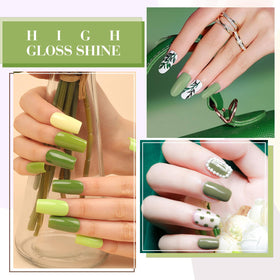 CANNI 6Pcs Emerald Green Gel Nail Polish Set individual bottles display