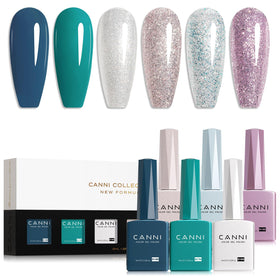 CANNI 9ML Shimmer Gel Nail Polish Set with six glitter shades