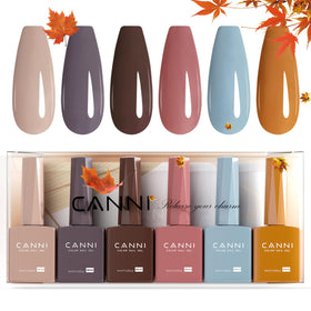 CANNI Brown Gel Nail Polish Set 6Pcs 9ml front view