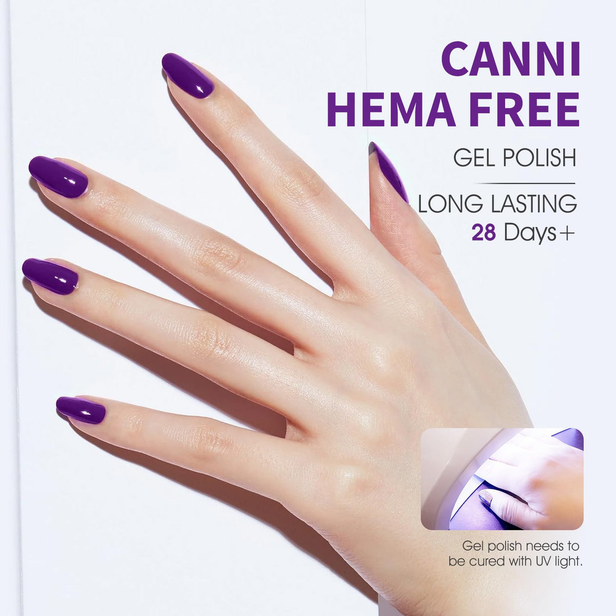 CANNI Dark Purple Gel Nail Polish application on nails